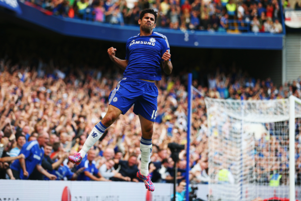 Diego Costa celebrating (ChelseaFC.com)