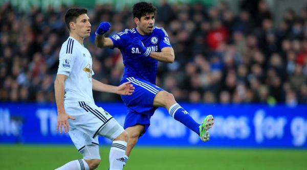 Diego Costa in action against Swansea(ChelseaFC.com)